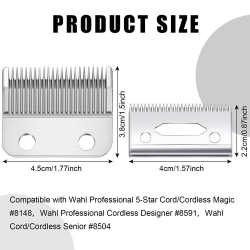 Mudder 2 Sets Professional Replacement Clipper Blades, 2 Holes Adjustable Hair Clippers Parts Blades Compatible with Cordless Magic #8148, Cordless Designer #8591, Cordless Senior #8504
