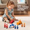 FUNERICA 12-Pcs People Figures and Toy Cars Playset - Fireman, Police, Construction Workers - Pretend Play Vehicle & Figurine Set Accessories for Kids - Emergency Rescue & Construction Toys
