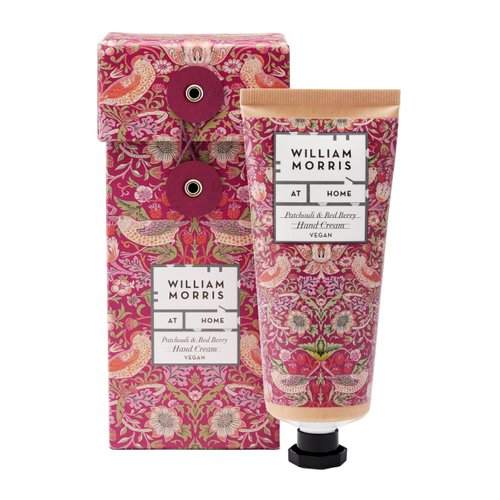 William Morris At Home Strawberry Thief Hand Cream | Leave Hands Soft & Cared For | Patchouli & Red Berry Scented | Strawberry Thief Print | Perfect Stocking Filler, 100ml