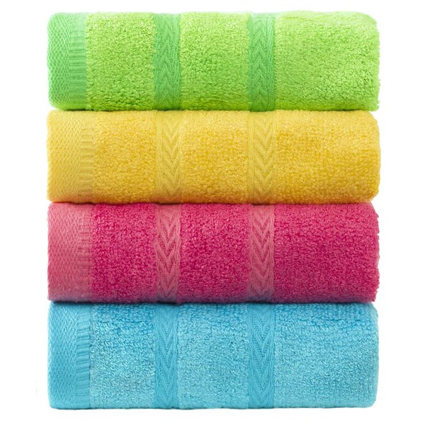 MEMRUI Multicolor Fingertip Towels for Bathroom - Kid's Face Towels, 10 x 18 Inches, 4 Pcs in 4 Colors