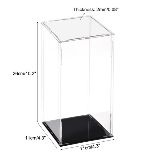 uxcell Acrylic Clear Display Case Box Dustproof Protection Showcase Cube Collectibles Show Box 3.9x3.9x9.8inch