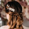 AW BRIDAL Flower Hair Clip for Wedding Hair Comb Barrette Bridal Hair Pieces Wedding Hair Accessories for Women Girls (Gold)