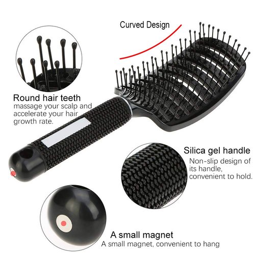 2 Pc Curved Vented Hair Brushes for Women, Eyxformula Anti Frizz Hair Detangling Brush for Long Thick Curly Hair, Paddle Blow Fast Drying Hair Detangler Wet Hair Brush Styling Tool