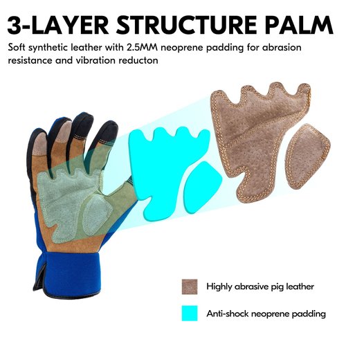 Vgo... 1-Pair Gardening Gloves Men, Safety Work Gloves, Puncture-proof, Thornproof, Touchscreen (Size L, Blue, SL7475)