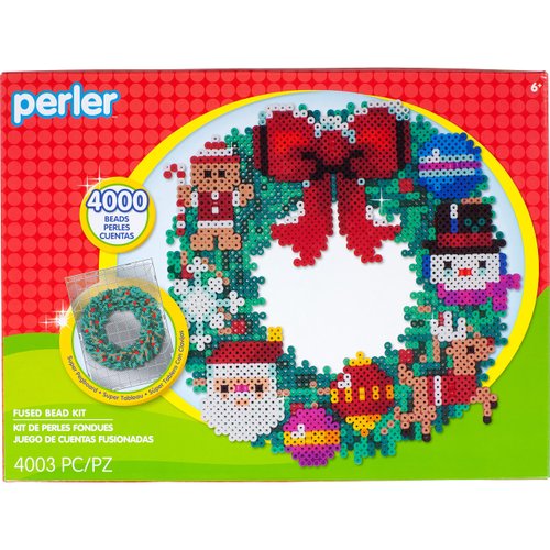 Perler 3D Holiday Wreath Fuse Bead Craft Kit, 1.88" x 14.55" x 10.95", 4003 Piece