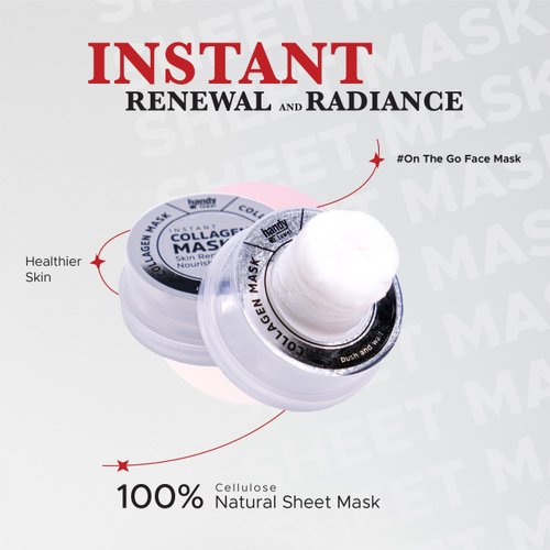 Handy Towel Collagen Face Sheet Mask - Hydrating & Firming Daily Facial Mask with Hydrolyzed Collagen & Peptides for Anti-Aging, Reduces Wrinkles, Restores Elasticity & Glow, Travel Size 24-Pack