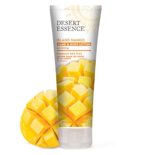 Desert Essence Island Mango Hand & Body Lotion - 8 Fl Ounce - Enriching - Aloe Vera - Jojoba & Coconut Oil - Shea Butter - Delightful Scent - Moisturizes & Refreshes Skin