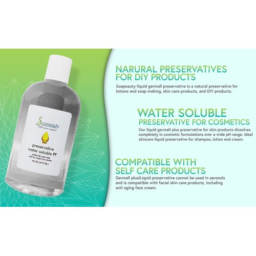 Germall Plus Liquid Preservative - Water Soluble Natural Preservative for Skin Products - Germall Plus Preservative for Cosmetics & Self Care Body Lotion (16 OZ)