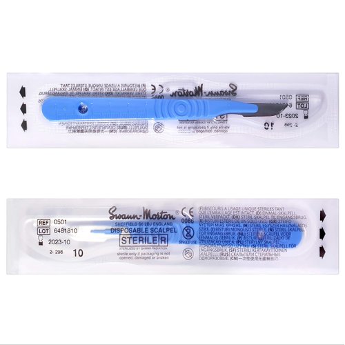 Swann-Morton #10 Sterile Disposable Scalpels with Blade [individually packed, box of 10]