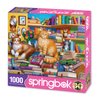 Springbok's Bookshop Cats 1000 Piece Puzzle for Adults Featuring Furry Felines Perched on The Bookshelf. Cat Lovers Will Enjoy This Masterpiece.