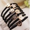 Prebear 21pcs Black Hair Ties Korean Fashion Gold Medal for Women and Girls, Elastic bands, Ponytail Holder, Rubber bands