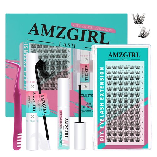 Lash Extension Kit Eyelash Clusters Individual Lashes Extensions Kits With Cluster Lashes Wispy,Lash Bond & Seal,Eyelashes Remover And Applicator Lash Extensions Kit(Prism,D-Mix8-16mm kit)