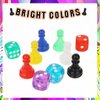 28pcs Multicolor Board Game Pieces, Game Pawns Include 24 Chess Pieces and 4 Dices Game Pieces for Board Games Plastic Chess Checkers Game Components Table Marking