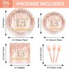 Chunnin 96 Pcs Rose Gold 13th Birthday Party Plates and Napkins for Girls Rose Gold 13th Birthday Party Supplies Happy 13th Birthday Party Tableware Set for 24 Guests Party Decorations