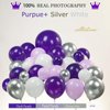 Kozee Dark Purple and silver Balloon garland kit 126Ppcs with light lilac White silver starburst crown foil balloons for Girl 15/16 Birthday anniversary graduation Party Decorations