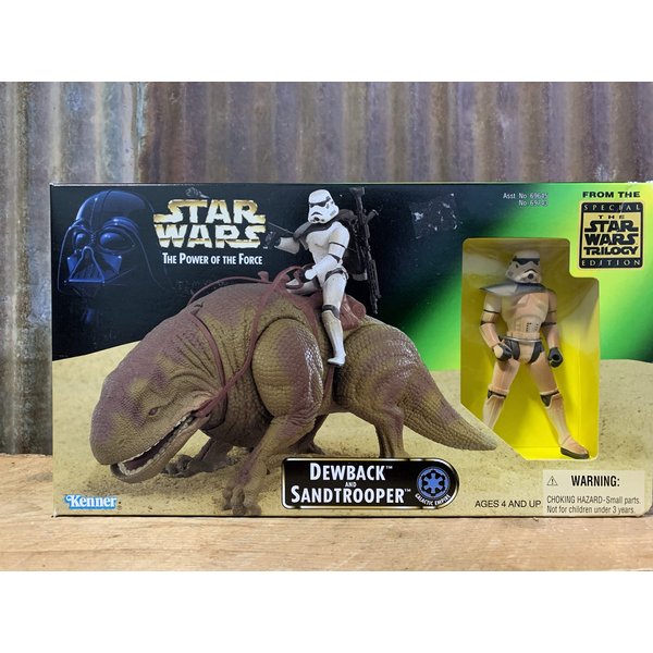 Star Wars 1997 The Power of the Force Action Figures Playset - Dewback and Exclusive Sandtrooper Figure with Battle Lance, Blaster Rifle and Backpack