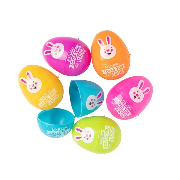 Fun Express 2 1/4" Religious Bunny Plastic Easter Eggs, 72 Pieces