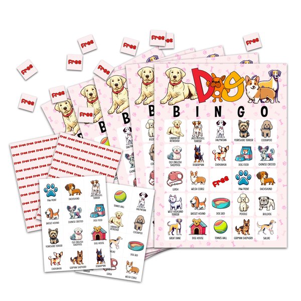 OZTEMETY Dog Bingo Card Game, Puppy Bingo Game for Adults, Dog Party Supplies, Favors, Pawty Party Decorations, Dog Lovers Gift – 24 Players Bingo Game, C07