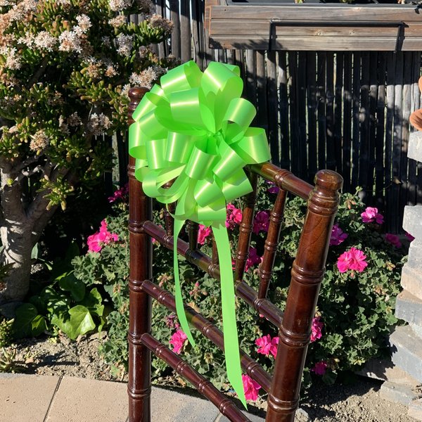 Apple Green Pull Bows with Tails - 8" Wide, Set of 6, Easter, Spring, Wreath, Christmas, Swag, Decoration, Birthday, Mardi Gras, St. Patrick's Day