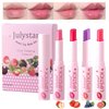 YIBABY 4 Pcs Fruity Colour Changing Lipstick, Moisturizing and Long Lasting Lip Balm with Vitamin E, Hydration, Lightweight Texture, Tinted Lip Balm with Gift Box for Girls and Women (A, 4 PCS)