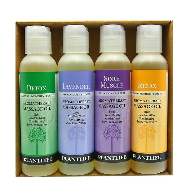 Plantlife Massage Oil 4-Pack - Absorbs Deeply into The Skin and is Circulated Throughout, Providing Optimum Benefit to The Mind and Body - Made in California 4 oz