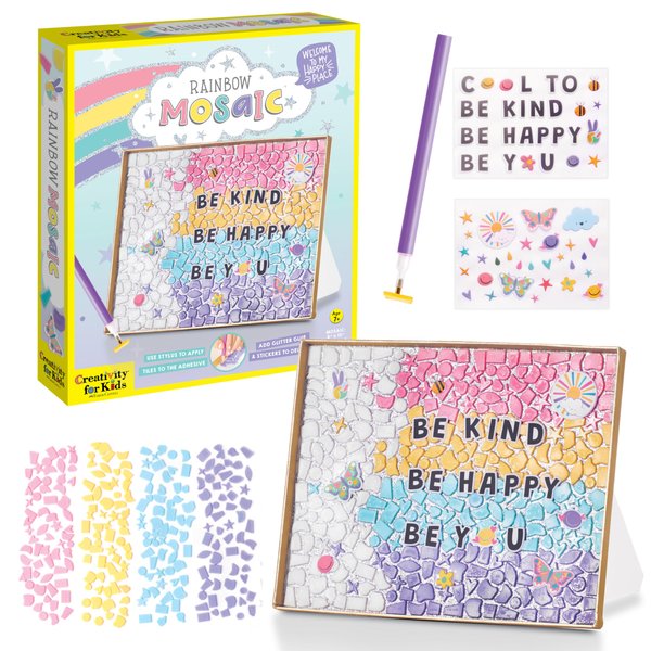 Creativity for Kids Rainbow Mosaic Craft Kit: Valentine Craft Kit for Kids, Gifts for Girls and Boys Ages 7-10+, Diamond Painting for Kids