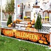 KatchOn, Happy Halloween Banner for Outdoor - 120x20 Inch | Orange and Black Happy Halloween Yard Banner | Happy Halloween Yard Sign for Halloween Yard Decorations | Halloween Banners for Outside