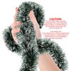 Christmas Tree Pine Green Frost Tip Tinsel Garland Snowy Metallic Streamers Green White Tinsel Garland Celebrate a Holiday Party Ceiling Hanging Decors Indoor and Outdoor Disco Party Supplies