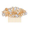 EVER FAITH Women's Austrian Crystal Wedding Clover Flower Leaf Hair Comb Clear Gold-Tone