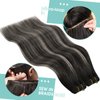 YoungSee Weft Extensions Human Hair Black Ombre Sew in Hair Extensions Black Ombre Silver Balayage Weft Hair Extensions Real Human Hair Ombre Black Hair Wefts Human Hair Sew in 20Inch 100G