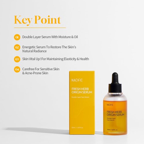 NACIFIC Fresh Herb Origin Facial Serum 1.69fl.oz 50ml Essence with Vitamin B, Vitamin C and botanical oil Essence Radiance Skin's moisture barrier Korean skincare for All skin types