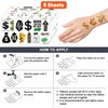 96PCS Fun Tattoo Temporary Tattoos Money Jar Symbol Stickers Theme Birthday Party Decorations Favors Decor Supplies Cute Quote Sticker Gifts for Adults Kids Girls Boys School Prizes Carnival Halloween