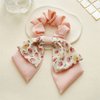 5PCS Short Hair Scarf with Ribbon Hair Bow Scrunchies Elegant Bow Hair Ties Floral Hair Scrunchies Chiffon Bowknot Hair Scrunchies for Women