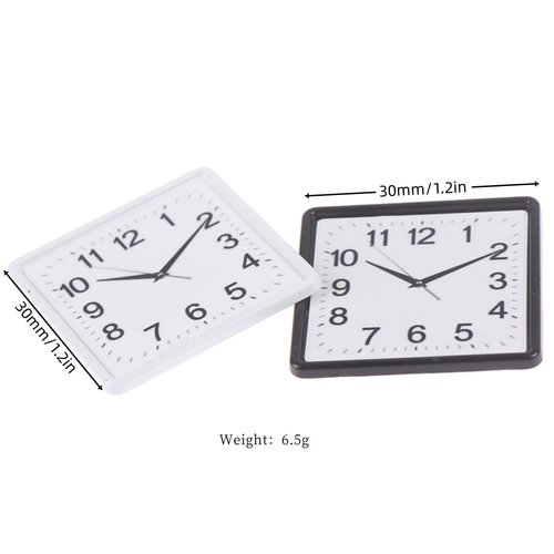 1pcs Miniature Metal Modern Square Wall Clock - Timeless Living Room Decor (1/12 Or 1/6 Scale) for OB11, BJD, Blythe Dolls Accessories (Black)