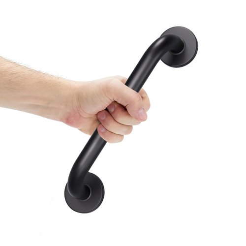AmazerBath Shower Grab Bars for Seniors Anti Slip, Bath Safety Grab Bar for Needy, Stainless Steel Bathroom Safety Grab Bars, Thickened Bar Bigger Base Holds 500LBS, 12"L x 1"D, Black