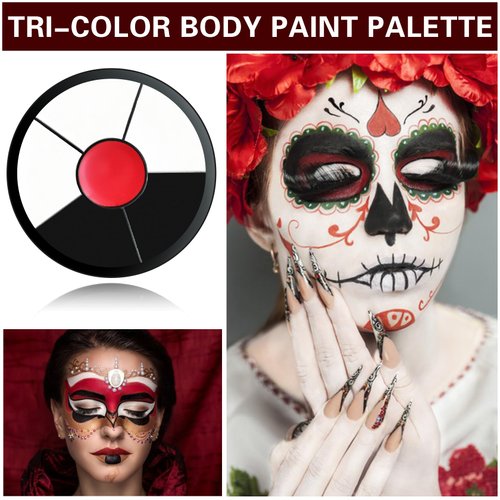 ZHISHUDL Clown Makeup Kit Black White Red Face Body Paint Palette Halloween Makeup Kit for Sfx Joker Zombie Cosplay Vampire Makeup