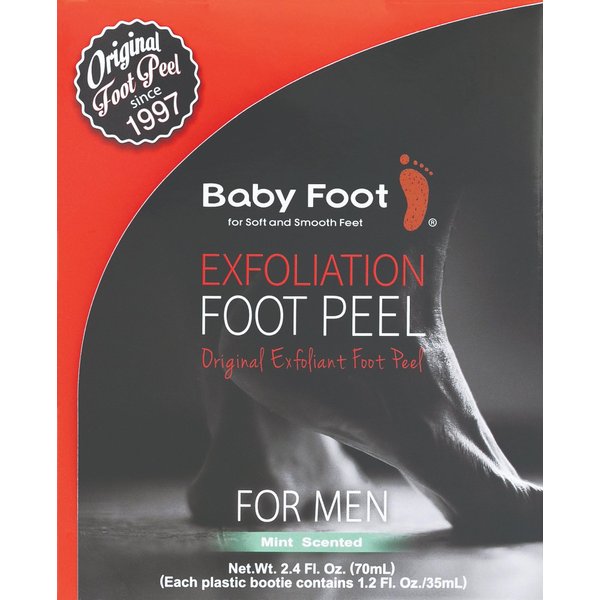 Baby Foot - Original Foot Peel Exfoliator For Men - Foot Peel Mask - Repair Rough Dry Cracked Feet and remove Dead Skin, Repair Heels and enjoy Baby Soft Smooth Feet 2.7 Fl. Oz. Mint Scented Pair