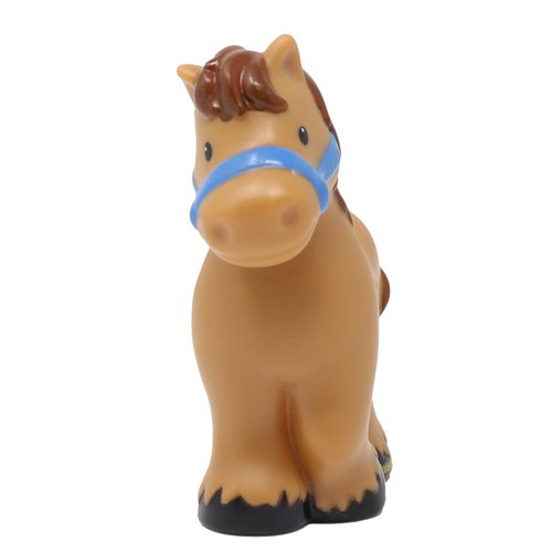 Fisher-Price Replacement Part for Collectible Little People Barnyard Farm Dollhouse Playset CBG45 - Replacement Brown Horse with Brown Mane and Tail Figure Wearing a Blue Halter