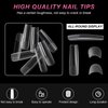 AORAEM XXL Square Clear Fake Nails 240PCS, Long Tapered Square Nail Tips Half Matte Design Extra Long Acrylic Nail Tips with Case for Home DIY Nail Salons
