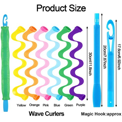 30 Pieces Hair Curlers Kit for Women and Girls, Wave Style Spiral Curls No Heat Rollers with Hooks for Long Hairstyles (30 cm/ 11.8 Inch)