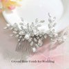 Evild Rhinestone Wedding Hair Comb Silver Crystal Bridal Headpieces Leaf Bride Hair Clip Bridal Headdress Wedding Hair Accessories for Brides and Bridesmaids