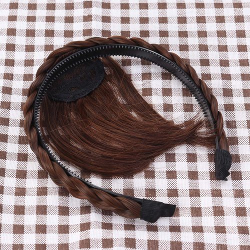Front Hair Bangs Fringe Hair Extensions Synthetic Wigs Headband for Women Girls (Light Brown)