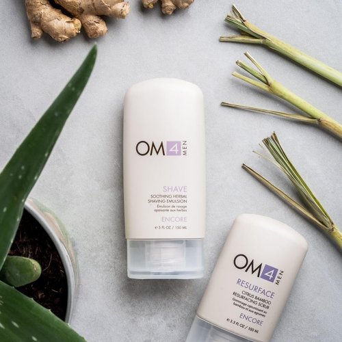 Organic Male OM4 Shave: Soothing Herbal Shaving Emulsion - Mens Grooming Preshave Oil, Shave Cream, Hydrating Mask all-in-one