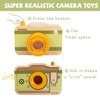 Wooden Mini Pretend Camera Toy with Real Sounds and Light for Toddlers 1 2 3 Years Old, Neck Hanging Photographed Props for Boys Girls Children Kids