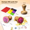 Wooden Alphabet Number Stamp Ink Pad Flashcards Set,Letter Number Stampers Learning Resources Essentials Toys Gifts for 3+,Preschool Home School Classroom Arts and Crafts Supplies