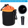 PATIKIL Camera Lens Bag, 2 Pcs 3.1" IDx3.9 H Drawstring Lens Pouch with Thick Protective Neoprene, Lens Case for DSLR Camera Lens, Water Coffee Cups, Black Orange