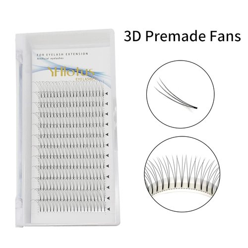 Premade Fans Eyelash Extensions 3D 4D 5D 6D 7D 8D Thickness 0.07 C/D Curl Natural Eyelashes Short Stem Russian Volume Fans Lash Extensions Supplies (15mm, 3D-0.07-C)