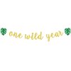 One Wild Year Banner, Wild One, My First Birthday, Jungle Wild Safari Zoo Themed Happy 1st Birthday Party Decorations for Baby Boys Girls