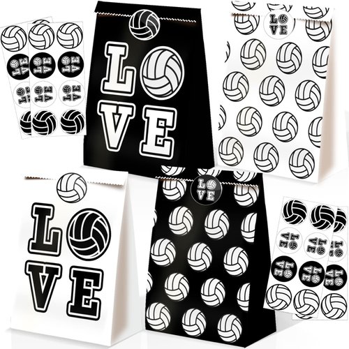 24pcs Volleyball Party Favor Bags Volleyball Gift Bags Girls Volleyball Theme Party Supplies Volleyball Party Decorations Volleyball Party Favors Volleyball Candy Bags