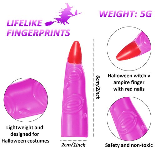 20 Pieces Halloween Accessory Includes 10 Pieces Witches Fingers Martian Costume Fingers Fake Nails Halloween Vampire Finger and 10 Pieces Eye Finger Puppets for Halloween Party Cosplay
